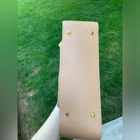 Vintage LANCEL Authentic Smooth Leather Tan Camel Medium Tote Top Handle Purse - Picture 6 of 16